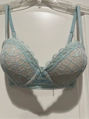 Victoria's Secret Dream Angels Lace Wireless Demi Bra in Light Aqua 32D